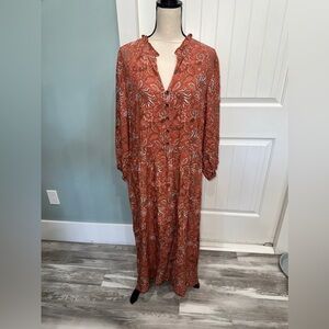 J. Jill Terracotta Paisley Long Sleeve Dress- pretty for Easter 🐣✝️